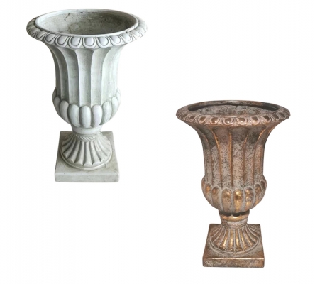 Coppa Impero 39x39 H 62 Resina Colorata Decorazioni Composizione Floreale