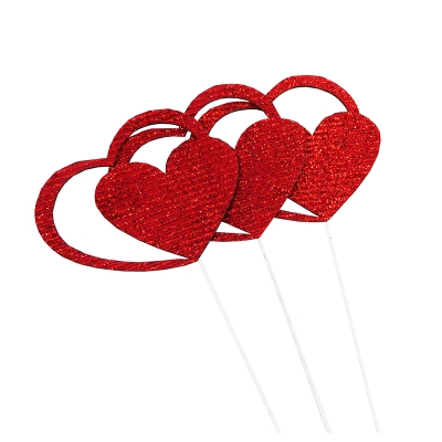 Pick Cuore Doppio Glitter Pz 18 Festa Mamma Innamorati