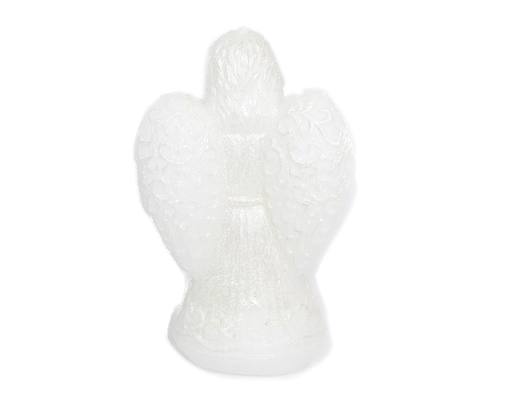Cero Candela Angelo Perlato Bianco 20x11x7 Cm Decoro Arredo Natale