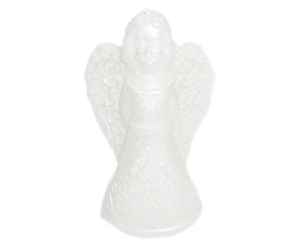 Cero Candela Angelo Perlato Bianco 20x11x7 Cm Decoro Arredo Natale