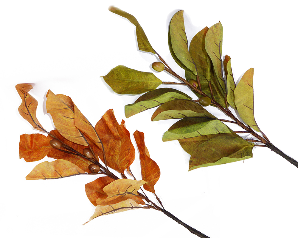 Ramo Foglia Magnolia Cm 101,5 Gialla O Verde Fiori Piante Artificiali Arredo