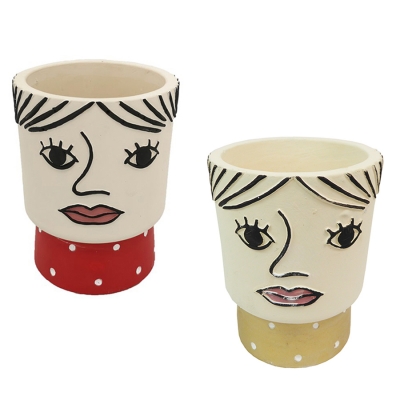 Vaso Testa Picasso D. 12 H. 16,5 Art Deco Composizione Floreale