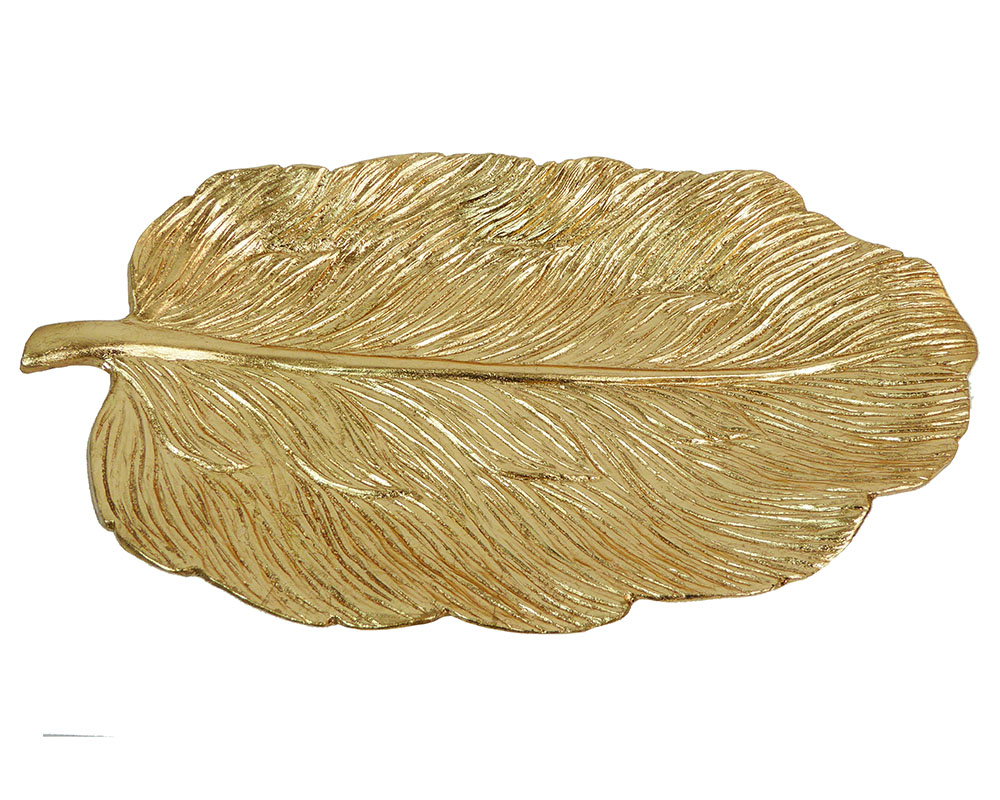 Piatto Resina Oro Foglia 40x22x4