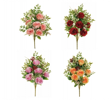 Bush Rose Wax Fiori Artificiali Composizione Floreale