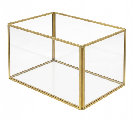 Vaschetta Vetro Oro 10x12,5x18 Decorazioni Composizione Floreale