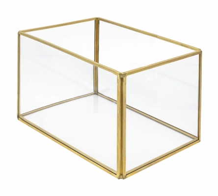 Vaschetta Vetro Oro 12x12,5x24 Decorazioni Composizione Floreale