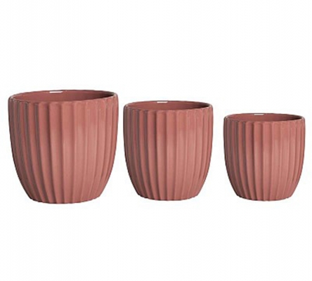 Set Vaso Striato S/3 Ceramica Colorata Decorazioni Composizione Floreale Primavera Pasqua