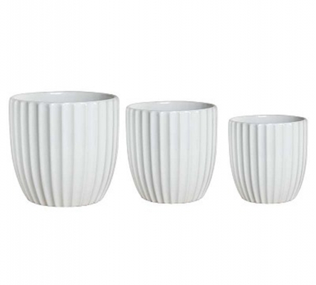 Set Vaso Striato S/3 Ceramica Colorata Decorazioni Composizione Floreale Primavera Pasqua