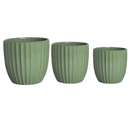 Set Vaso Striato S/3 Ceramica Colorata Decorazioni Composizione Floreale Primavera Pasqua