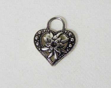 Ciondolo Cuore C/fiore Metallo Pz 25