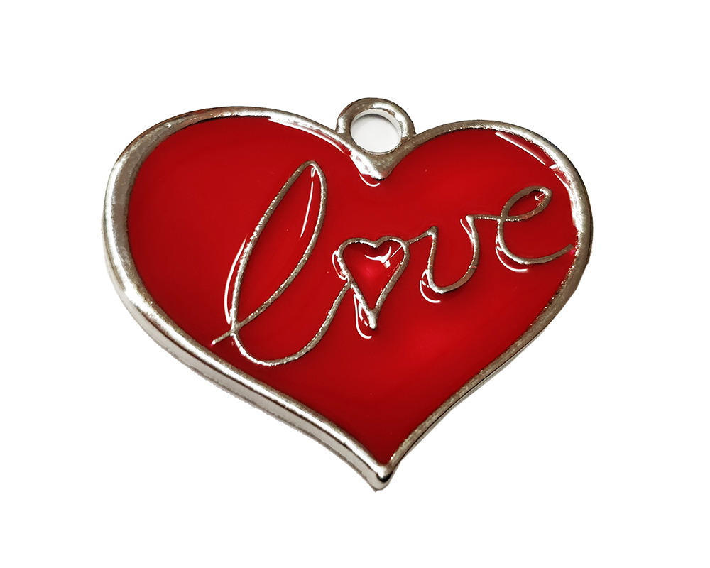 Ciondolo Cuore Metallo Rosso Love San Valentino Pz 12