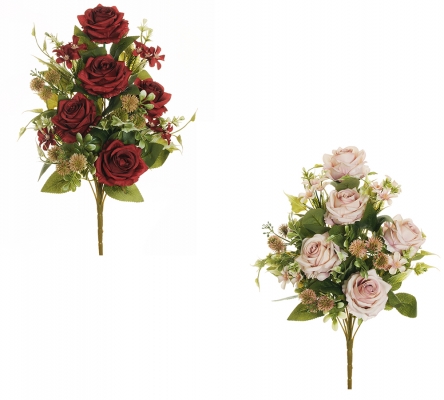 Mazzo Rose Carduus Frontale Fiori Artificiali Decorazioni Composizione Floreale