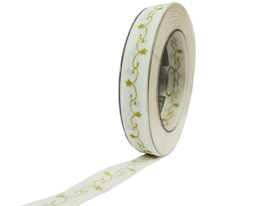 Nastro Decoro Stella Oro Mm 15 Mt 20