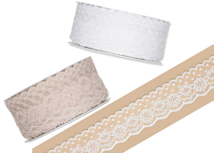 Nastro Pizzo Fiori Mm 37 Mt 15 Per Bomboniere Fai Da Te