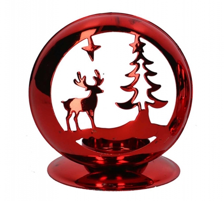 Porta Tea Light Metal Rosso Decorazioni Addobbi Allestimenti Natale