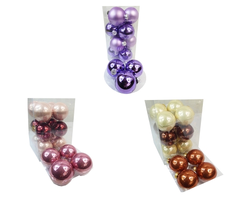 Pz 16 Palle Vetro Albero Di Natale Mm 8 Decorazione Natalizie Multi