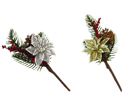 Pick Stella Natale Pigna Pz 6 Decorazione Addobbi Composizione Natale