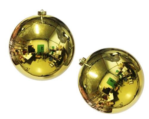 Palle Rosse/Oro Riflettenti Natale Decorazioni In Plastica Cm 15 Pz 2