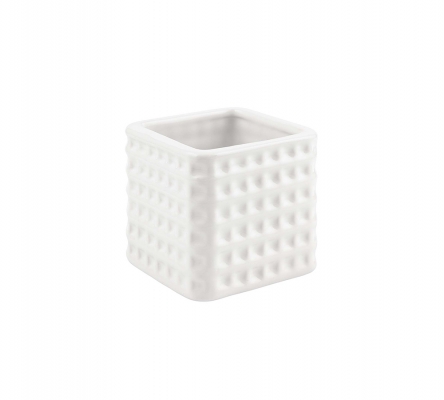 Cubo Quadretto Bianco 6x6x6 Ceramica Decorazione Composizione Floreale