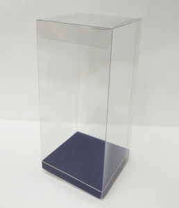 Scatola Trasparente Con Fondo Blu 8x8x18 Pz 10