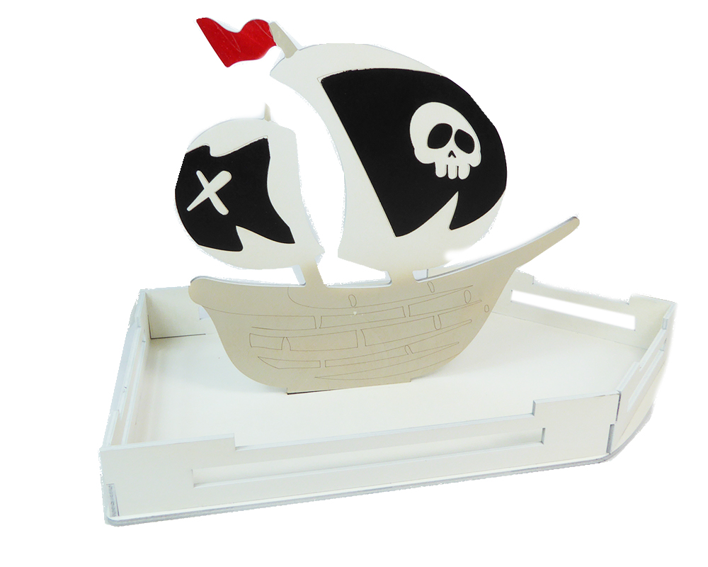 Espositore Nave Pirata Legno Cm 45x30
