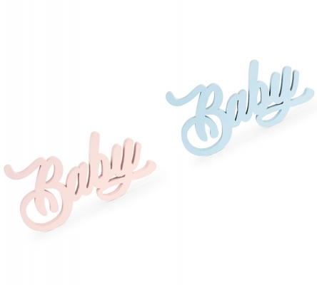 Scritta Baby Legno 38x20x30 Decorazione Battesimo Nascita