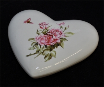 Cuore In Ceramica Con Rose