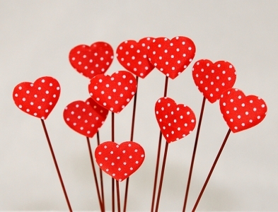 12 Pick Con Cuore A Pois Da 3x13 Cm