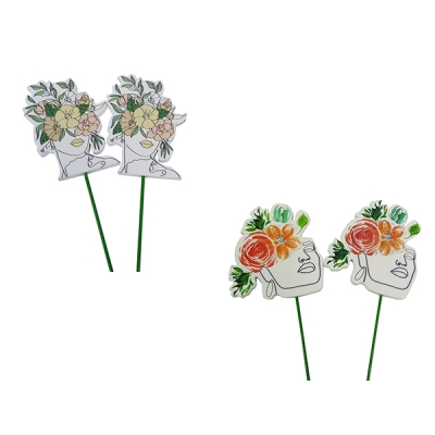 Pick Viso Donna Fiori Pz 12 Decorazione Addobbi Primavera Pasqua