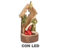 Natività Capanna Resina E Led 11 X 9 H. 22 Decorazione Natale