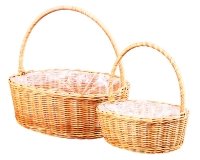 Cesto Rattan Ovale Manico S/2 Decorazione Composizione Floreale