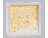 Quadro Paesaggio Papercut Luci 16x16 Addobbi Natale