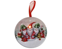 Addobbi Legno Led Babbo Natale Multicolor Tondo Cm D 12,7 H 1,8