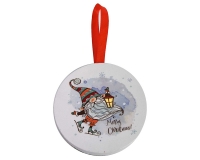 Addobbi Legno Led Babbo Natale Multicolor Tondo Cm D 12,7 H 1,8