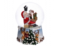 Decorazione Palla Vetro Carillon Babbo 10x11x14,5H Manuale Addobbi Natale