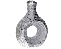 Vaso Palla Buco Ceramica Argento Grande Composizione Floreale