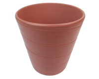 Vaso Ceramica Rigato D. 13 H. 14 Composizione Floreale