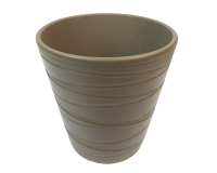 Vaso Ceramica Rigato D. 13 H. 14 Composizione Floreale