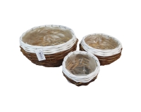 Cesto Naturale Bianco S/3 Tondo Composizione Floreale Fioristi