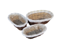 Cesto Naturale Bianco Ovale S/3 Decorazione Composizione Floreale