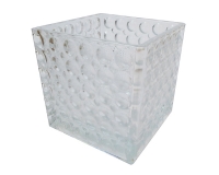 Cubo Vaso Vetro Bocciardato 12x12 Decorazione Wedding Matrimonio