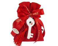 Bomboniere Laurea Sacchetto Cotone Chiave Gesso