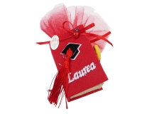 Bomboniera Laurea Astuccio Libro Tocco Coccinella Rossa Tulle