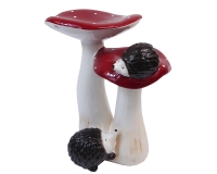 Funghi Ceramica 21,5x16x25 Decorazione Autunno Composizione Creativa