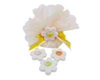 Bomboniera Battesimo Nascita Comunione Sacchetto Organza Fiore Resina Colorato