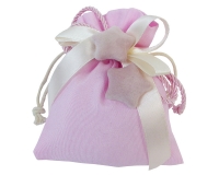 Bomboniere Battesimo Nascita Sacchetto Cotone Rosa Stelline