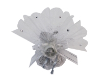 Bomboniere Matrimonio Nozze Argento Sacchetto Organza Fiore Foglia Tessuto
