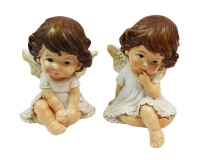 Angelo Seduto Cm 7,5 Statuina Resina Decorazione Addobbi Natale