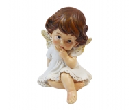 Angelo Seduto Cm 7,5 Statuina Resina Decorazione Addobbi Natale
