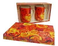 Coppia Tazzine Scatola Festa Innamorati Regalo Rose